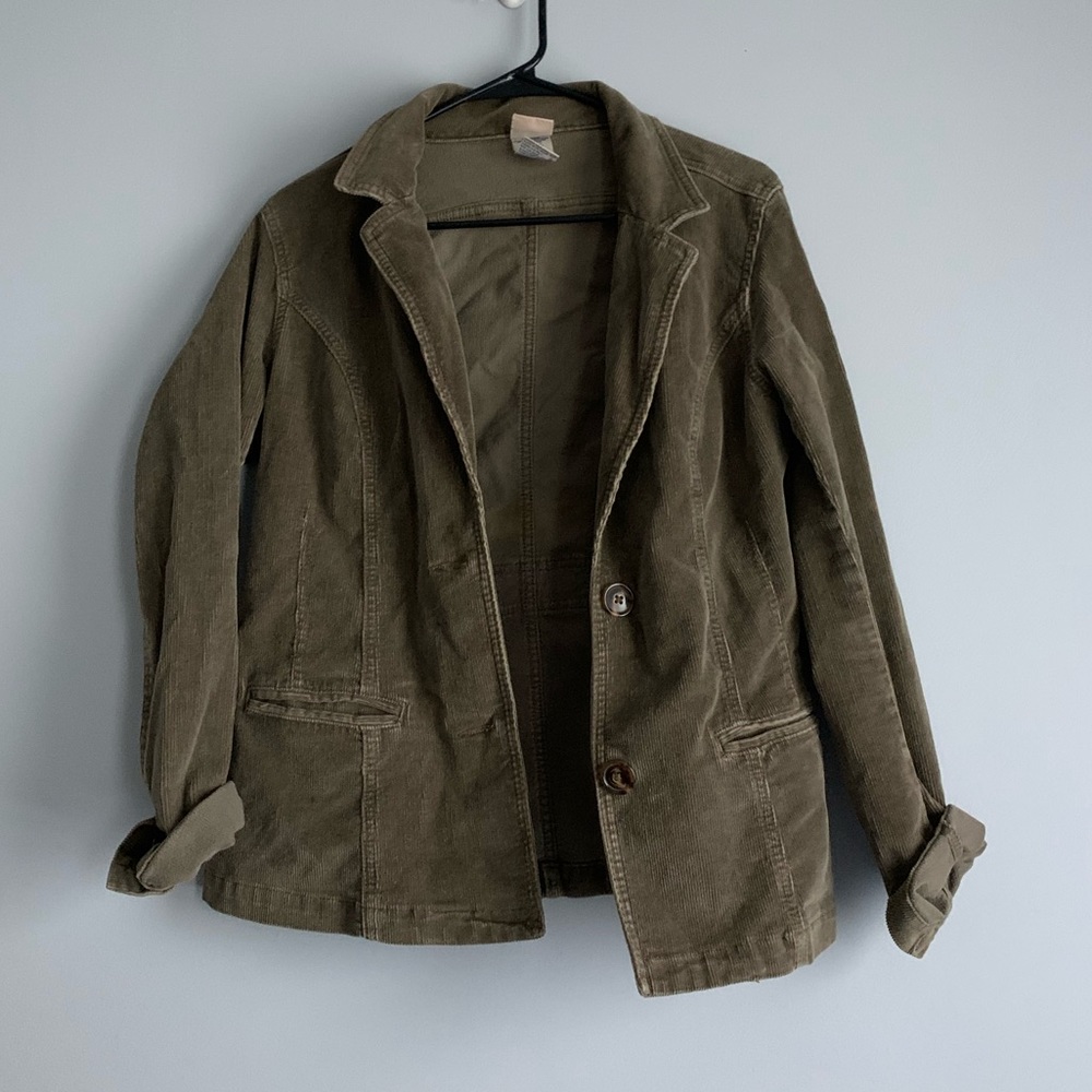 olive corduroy button up jacket